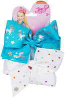 JoJo Siwa Double Bow Set - JJS-064 - White and Turquoise Unicorn Stars-1