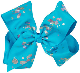 JoJo Siwa Double Bow Set - JJS-064 - White and Turquoise Unicorn Stars - 0