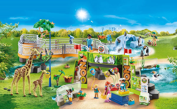 Playmobil 70341 Large City Zoo Playset with Animals, Enclosures, Scenery, a Zookeeper and Visitors
