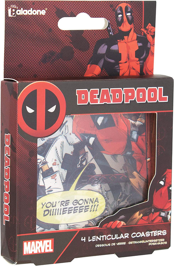 Deadpool Glass Tumbler & Paladone Lenticular Coaster 4-Pack Products Officially Licensed Merchandise