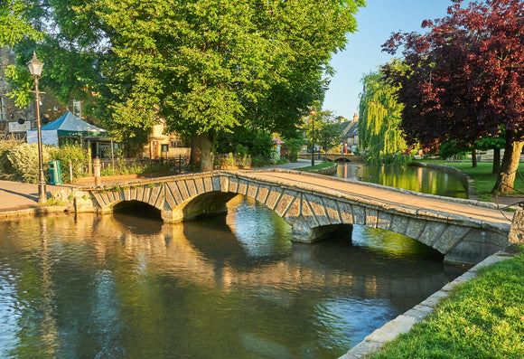 Cotswolds Arlington Row at Bibury and Footbridge over the river Windrush in Burton 2 x 1000 Piece Jigsaw Puzzle Collection-