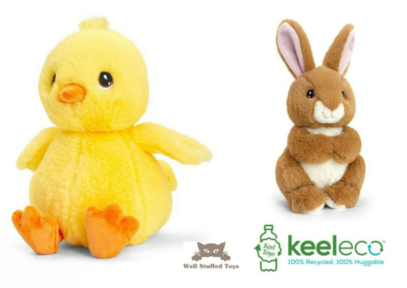 Keeleco Springtime Easter Plush Bunny 19cm, Chick 18cm or 25cm Eco Recycled Soft toy