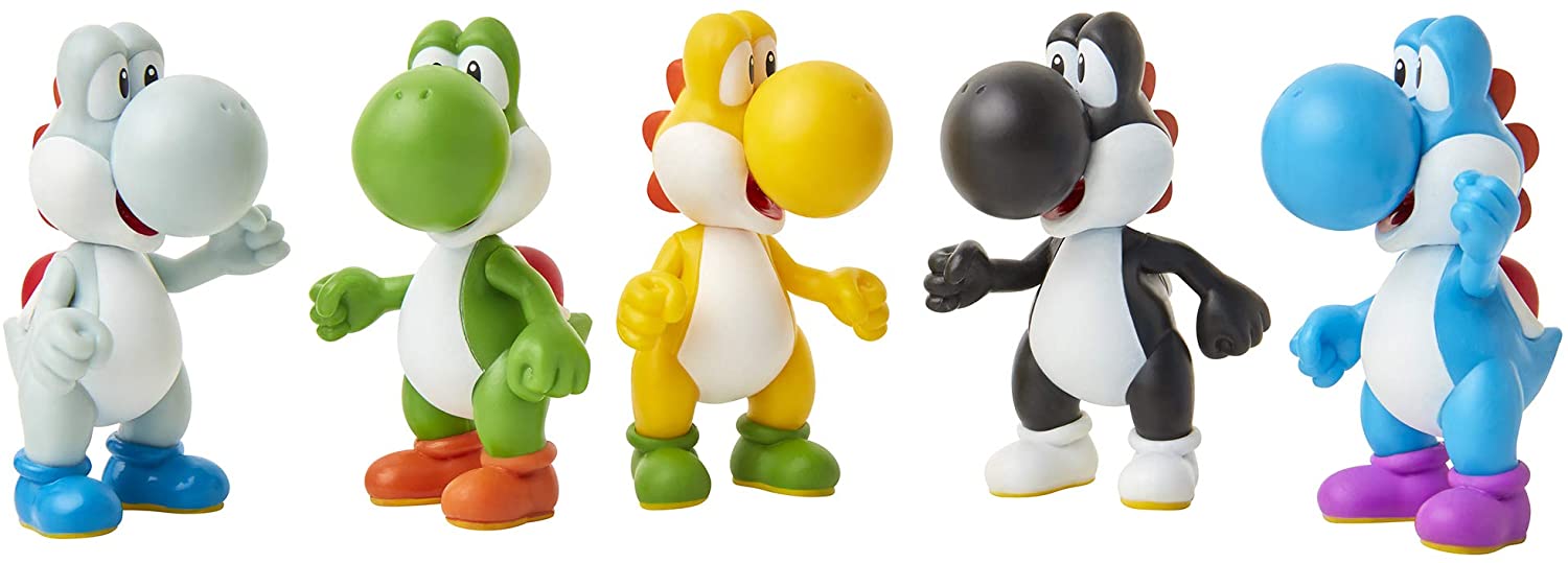 Super Mario Yoshi Multi Pack Exclusive 2.5-Inch Mini Figure 5-Pack. Green, Blue, White, Yellow and Black Yoshi BOX DAMAGED - 0