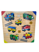 Wooden Puzzle Set of 3 Basic EASY Puzzles Snow White, Princess and Trains-6