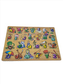 Wooden Puzzle Set of 3 Puzzles - Alphabet , Animals, Clock and Numbers-6