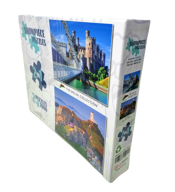 Wales - Conwy Castle in North Wales and Twr Mawr Lighthouse, Anglesey 2 x 1000 Piece Jigsaw Collection