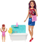 Box Damaged - Barbie FXH05 Babysitters Inc Playset with Bathtub, Babysitting Skipper Small Toddler Doll with Button to Move Arms, Multicolour