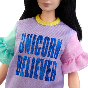 Barbie Fashionistas Doll with Long Brunette Hair - Unicorn Believer BOX DAMAGED - 0