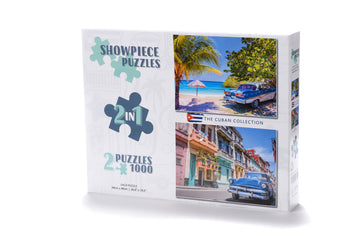 Cuba Jigsaw Puzzle - Vintage classic American car in Havana and Vintage American Car on Beach 2 x 1000 Piece Collection - 0