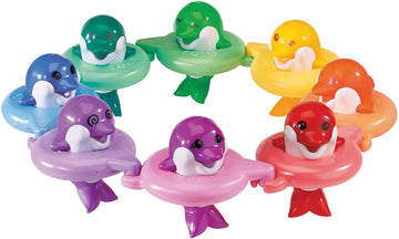 TOMY Do Rae Mi Dolphins bath toy with colourful rings and musical sound
