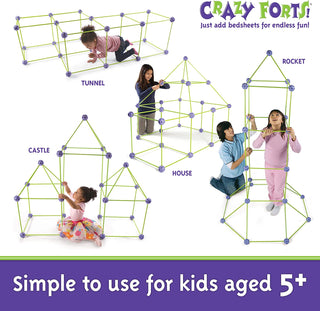 Crazy Forts Standard Edition, Purple, 69 pieces, Fort Building Kit for Kids, Indoor or Outdoor STEM Playhouse Construction Toy
