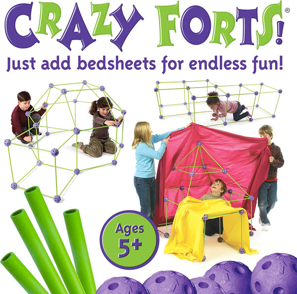 Crazy Forts - Fort Den Building Kit for Kids (69 pieces) - Indoor or Outdoor STEM Playhouse Construction Toy