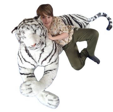 Giant 200cm white tiger plush soft toy with realistic detailing for displays