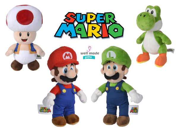 Official Simba Super Mario Plush, 20cm - Mario, Luigi, Yoshi, Toadstool