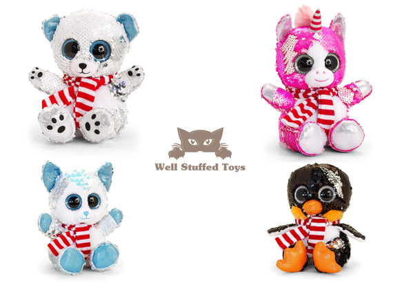 Keel GLITTER Christmas Sequins ANIMOTSU 30cm Husky Polar Bear Unicorn Penguin