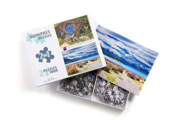 New Zealand - Lake Tekapo, Southern Alps and Hobbiton movie set  2 x 1000 Piece Collection