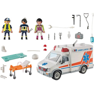 PLAYMOBIL City Action 71232 Ambulance with Flashing Lights & Sound, For Children Ages 4+