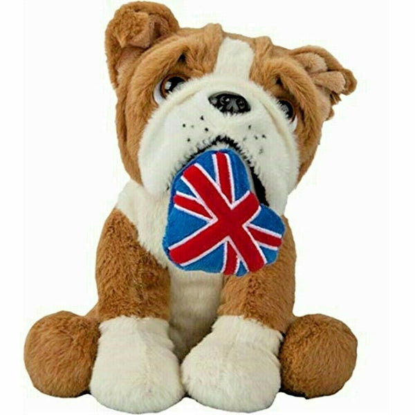 Patriotic British Bulldog Cuddly Toy With Union Jack 25cm Brown/white