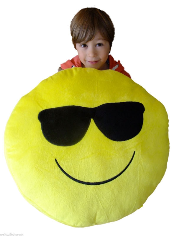 Huge XXL Giant Emoji Cushions - Smile Goofy PMSL Shades Heart Eyes