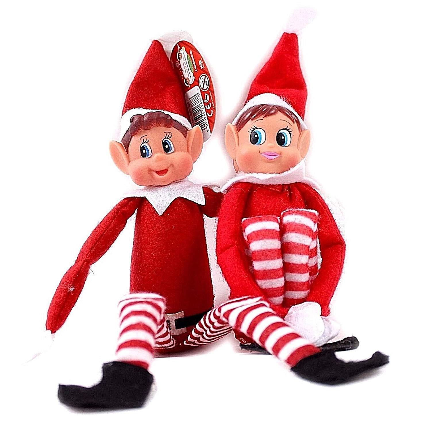 Elfe Espiègle En Peluche - Jouet Festif Noël - Poupée Articulée Rouge à Joues Roses - Décoration Amusante
