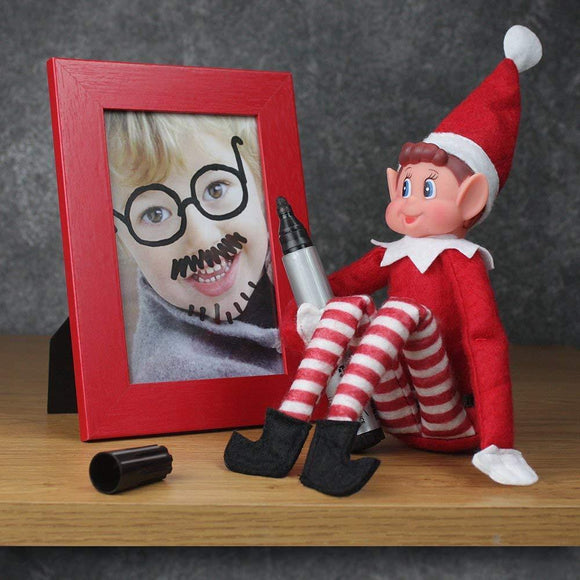 Elves Behavin Badly 12" RED Long Leg Soft Body Vinyl FACE 'Girl or Boy' ELF With Hat"