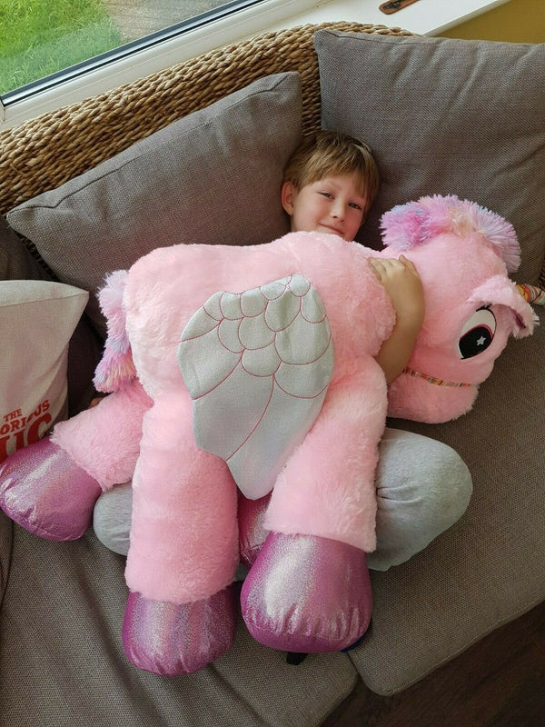 Huge Pink Unicorn With Wings Plush Toy Large 100 CM Cuddly Super Soft Gift