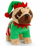 Keel Toys Pugsley Soft Plush 25cm Standing ELF SANTA RUDOLPH CHRISTMAS PUDDING-2