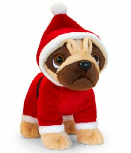 Keel Toys Pugsley Soft Plush 25cm Standing ELF SANTA RUDOLPH CHRISTMAS PUDDING