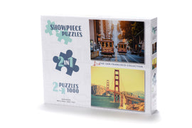 San Francisco Jigsaw Puzzle - Cable Cars and Golden Gate Bridge 2 x 1000 Piece Collection