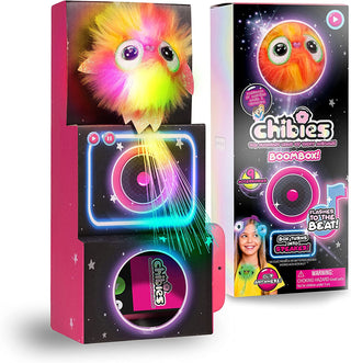 CHIBIES Boom Box - Sparkle | Cute Fluffy Party Pets That Flash to the Beat of Music | Interactive Animal Soft Toy
