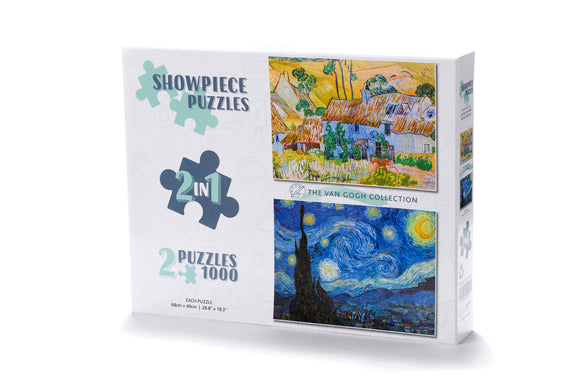 Vincent Van Gogh Jigsaw Puzzle - Farms near Auvers and Starry Night 2 x 1000 Piece Collection