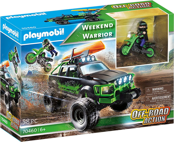 Playmobil 70460 Weekend Warrior Off-Road Action Truck, Motorcycle, Canoe Playset
