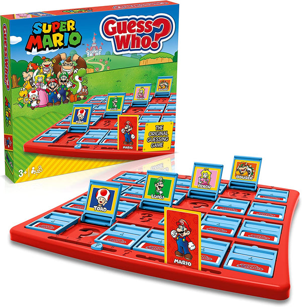 Super Mario Guess Who? Board Game, Play with classic Nintendo characters including Mario, Luigi, Peach, Bowser, and Donkey Kong, 2 players